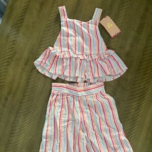 NWT Multicolor Striped Kids pants shirt Set by Btween everyday spring vacation